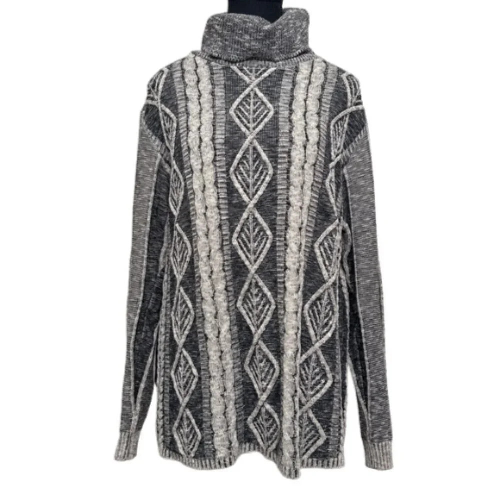 LINDA LUNDSTROM Womens 6/8 Cable Turtle Neck Cotton Sweater Earthtone